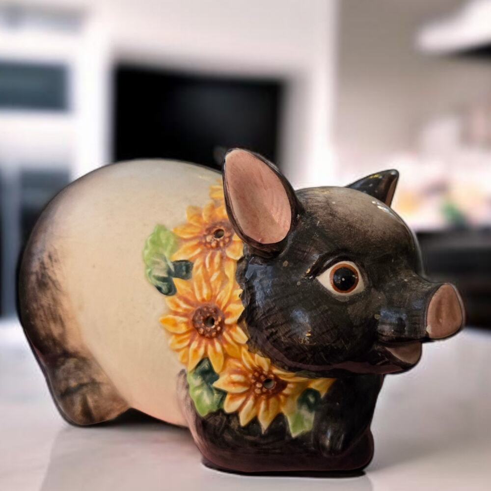 Fitz and Floyd Ceramic Pig Potpourri Pomander 1992 Vintage Handmade Hand